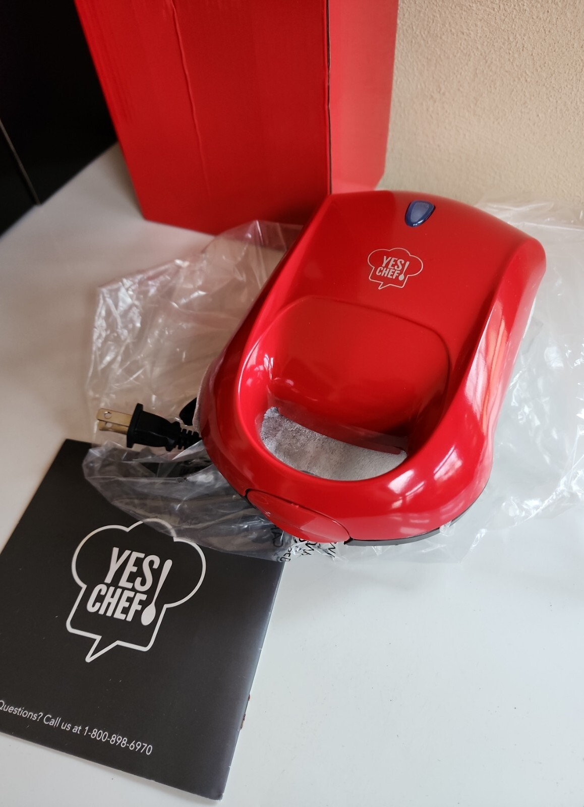 Yes Chef! Mini EXPRESS POCKET SANDWICH MAKER Nonstick Red NIB gallery