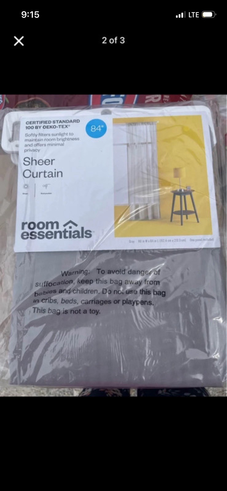 6 total Room Essentials Sheer Voile Window Curtain 2 Panel Gray 60"W x 84"L. New gallery