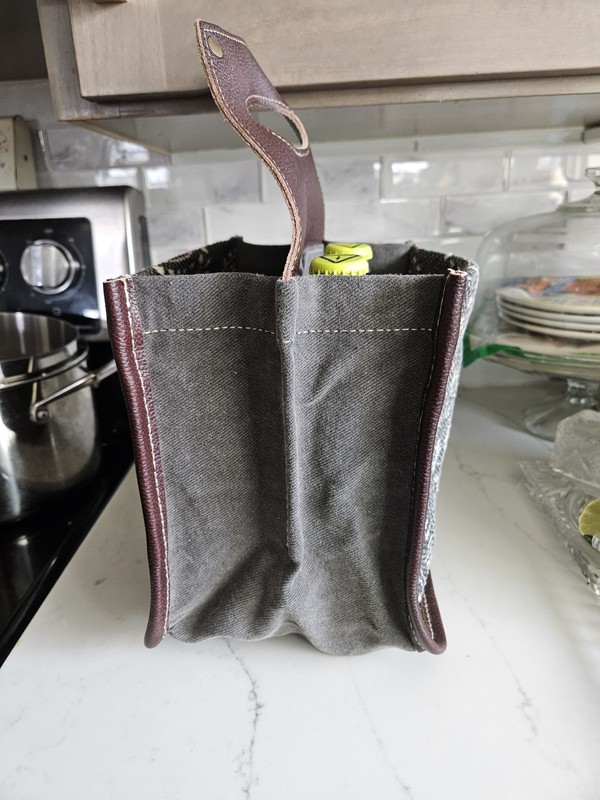 Myra Bag Mandala Pattern Leather Canvas Wine Carrier Bag for Bottles gallery