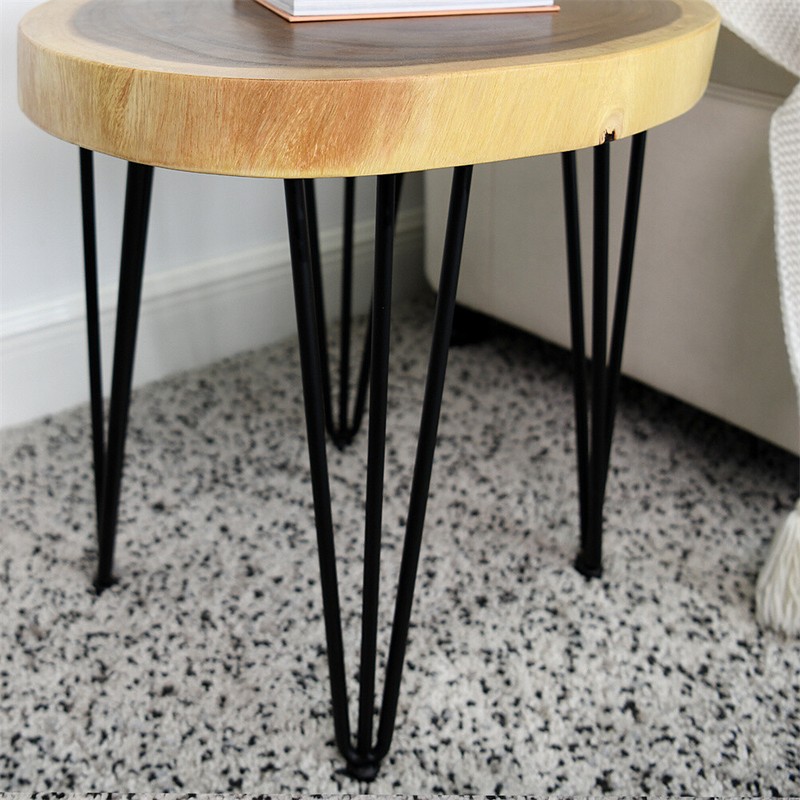 Rustic Natural Round End Table Wood Side Table, Nightstand, Plant Stand gallery