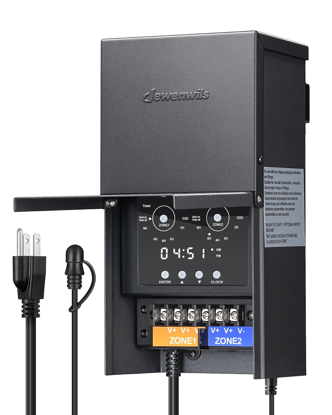 DEWENWILS 200W Low Voltage Landscape Transformer with 2 Zones, 120V AC to 12V DC gallery