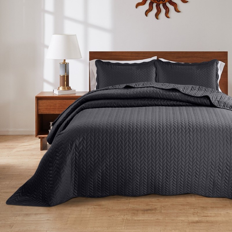 Reversible Quilted Bedspread Set Lightweight Embossed Coverlet Throw Twin Size gallery