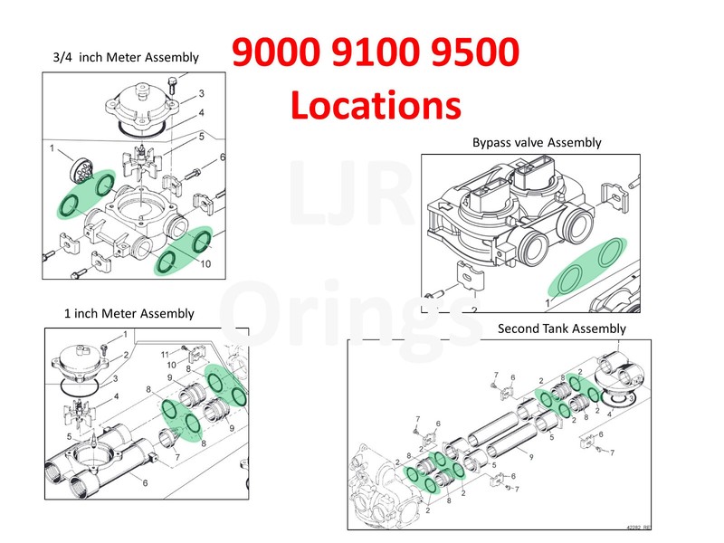 Fleck 13305 / Rainsoft 17961 - 4 Compatible Orings 2510 5600 9000 9100 9500 EC4 gallery