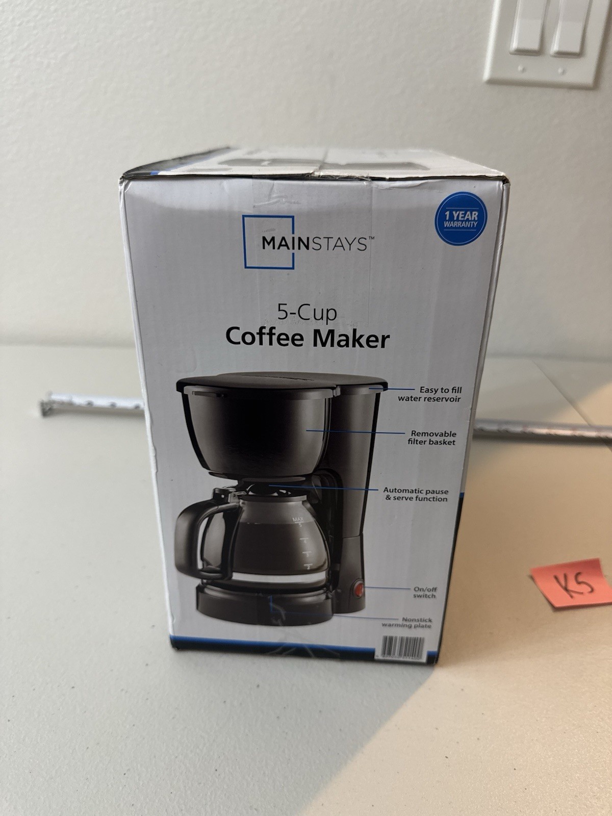 Mainstays 5 Cup Black Coffee Maker with Removable Filter Basket New gallery