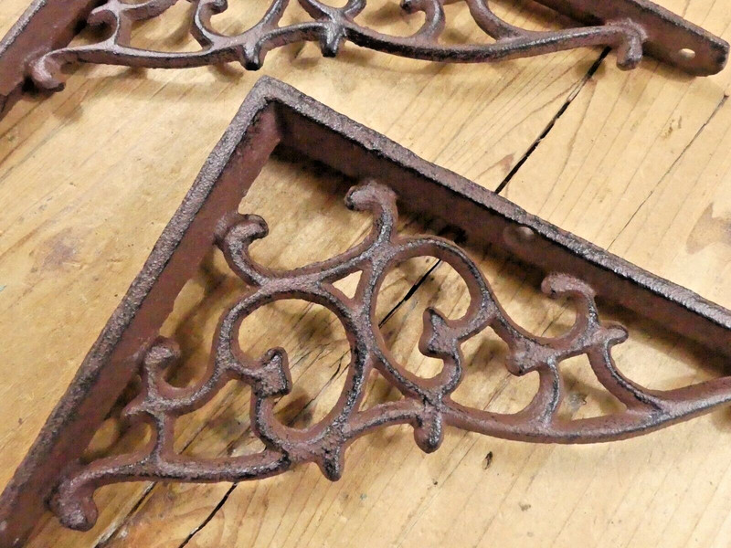 8 Antique Style Shelf Brace Wall Bracket Cast Iron Brackets Vine Garden Corbels gallery