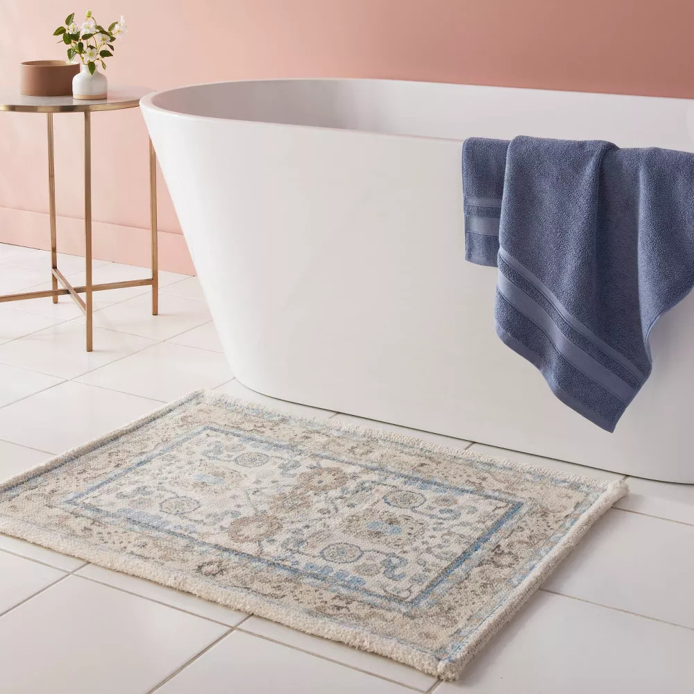 24"x36" Oversized Medallion Bath Rug Cream - Threshold gallery