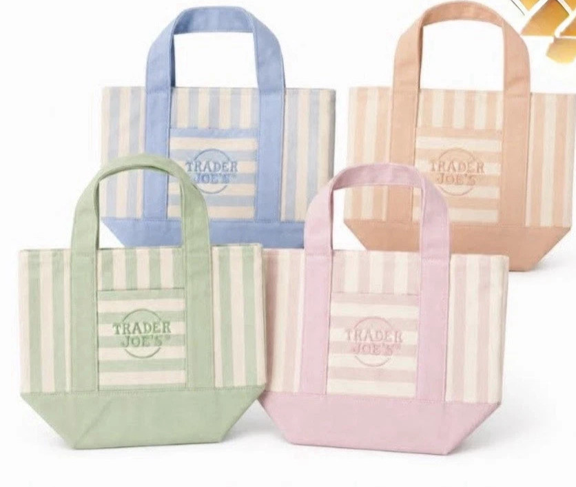 Trader Joe’s - STRIPED Pastel Mini Tote Bag Set - 4 Colors - NEW with tags gallery