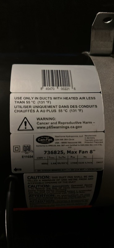 Exhaust Blower Ventilation Hydroponics, Can Fan Max Fan 8" 675 CFM EL008 E2 01 gallery