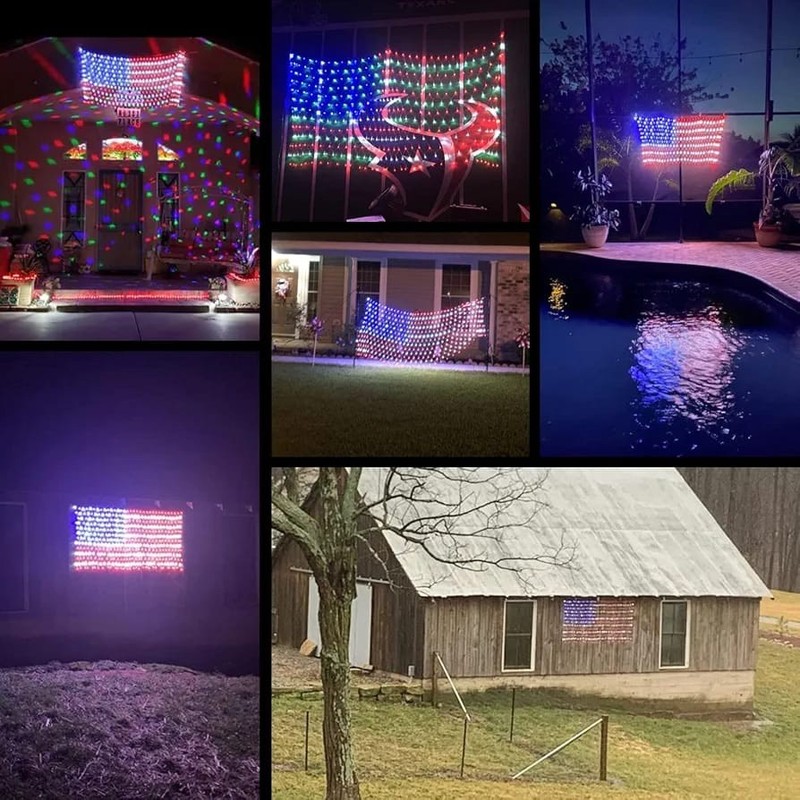 American Flag String Lights, Waterproof Led Flag Net Light, with 420 Super Brigh gallery