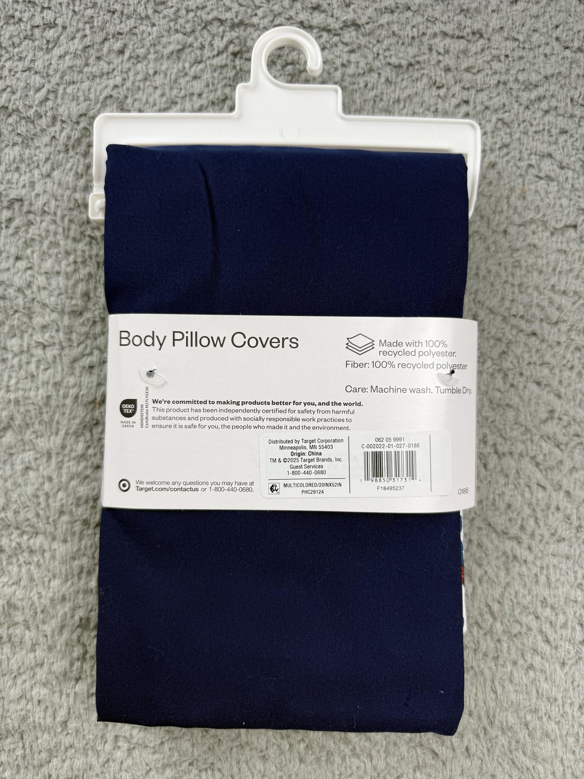 Room Essentials Body Pillow Covers 2 Pack 20x52 Navy Floral Machine Washable gallery