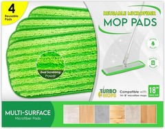 18″ Microfiber Mop Pads 4 Pack, Reusable Washable Cloth Mop Head Replacements