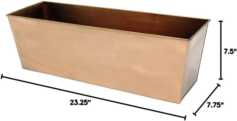 Plain Copper Window Flower Box Planter- Medium (23 1/4"L X 7 3/4"W X 7 1/2"H) gallery