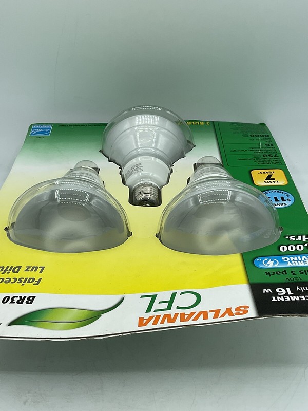 Sylvania (3) BR30 65W Replacement CFL Bulb Warm White 750 lumens - NEW gallery