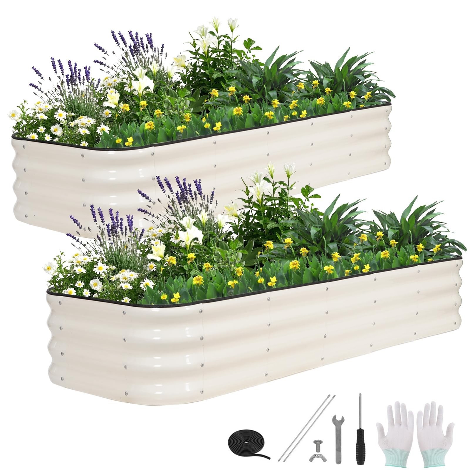 4 in 1 Galvanized Raised Garden Bed - 6x2x1ft (2Packs) Modular Planter Box Ou... gallery
