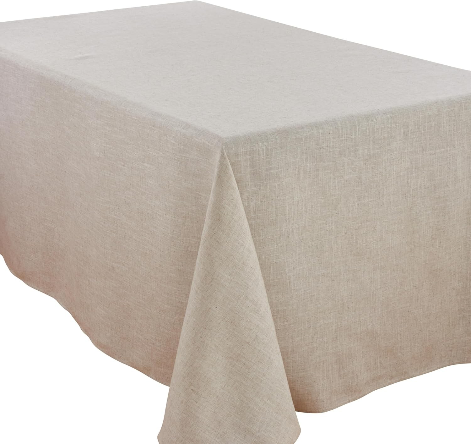 Poly and Linen Blend Toscana Tablecloth with No Hemstitch Border, Natural, gallery