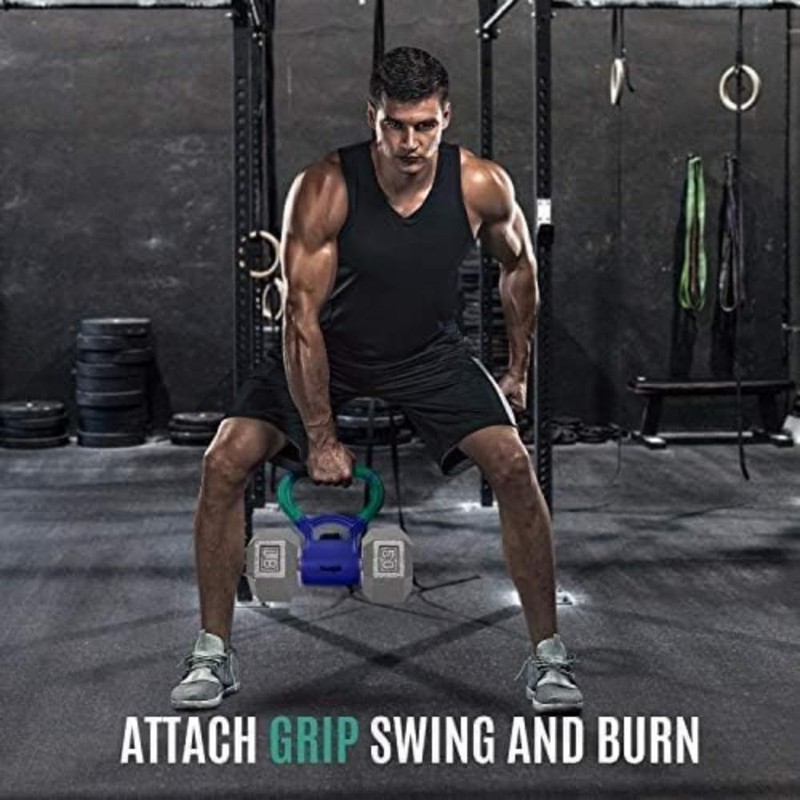 Yes4All Kettlebell Grip Handle Converts Dumbbells Kettlebells Teal/Mint Purple gallery