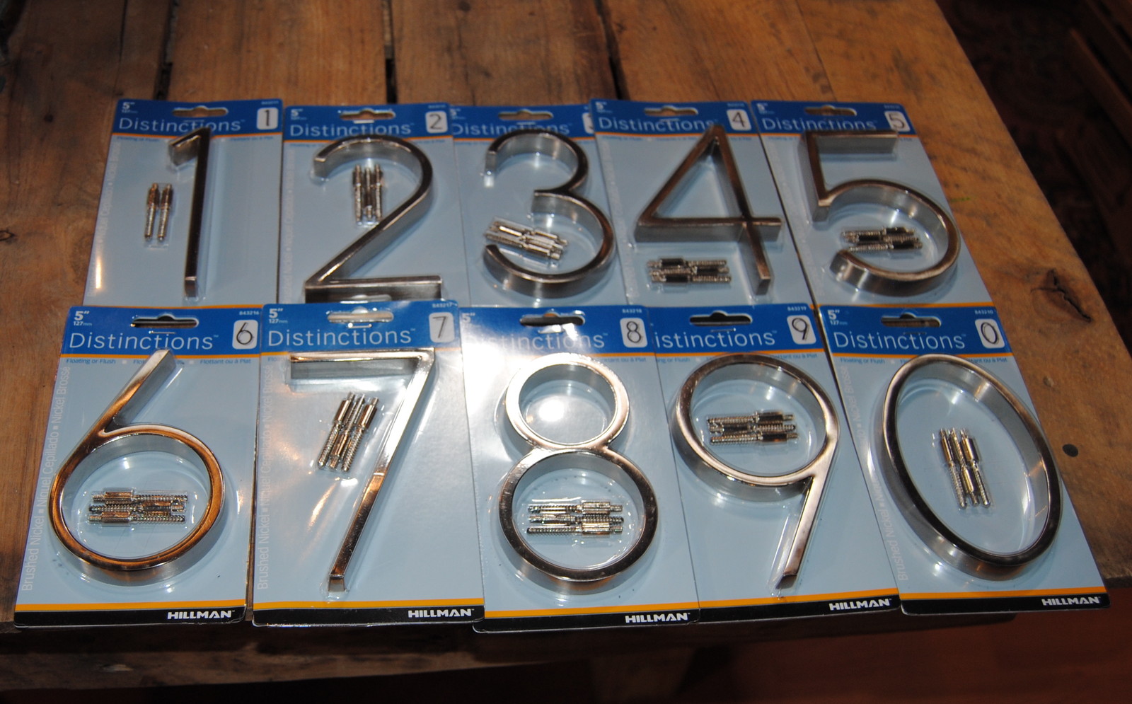 Hillman Modern 5" Floating or Flush Mount House Address Numbers Satin Nickel gallery