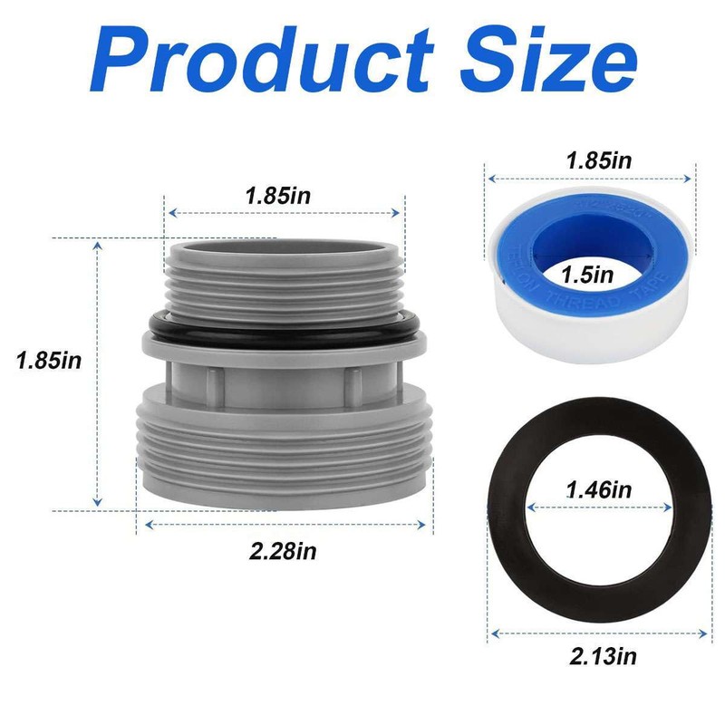 2X Adapter Conversion Kit For Intex Pools Connect 40MM Hose to 11/2 Inch Outlet gallery