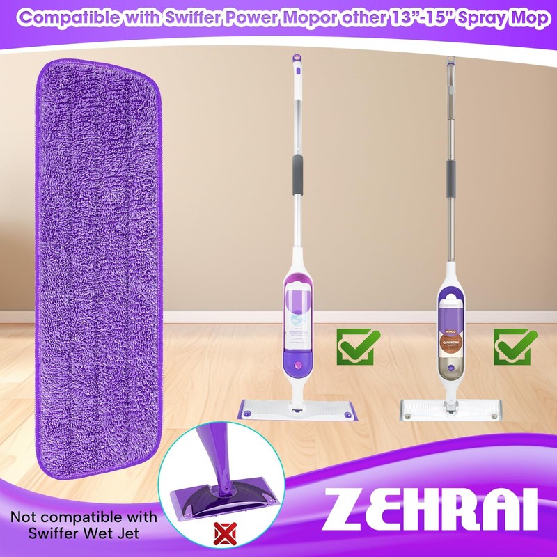 6 Pack Reusable Microfiber Mop Pads for Swiffer PowerMop, 13-16 Inch Spray Mo... gallery
