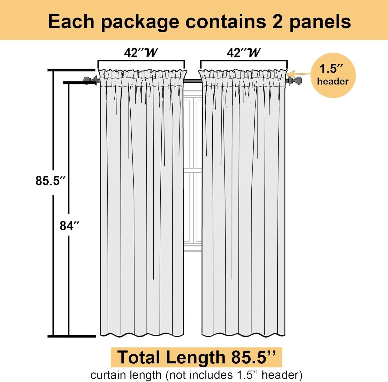 2 Pack: Basic Solid Sheer Curtain 84 Inches Long, 42"W x 84"L 2 Pack Ivory B21 gallery
