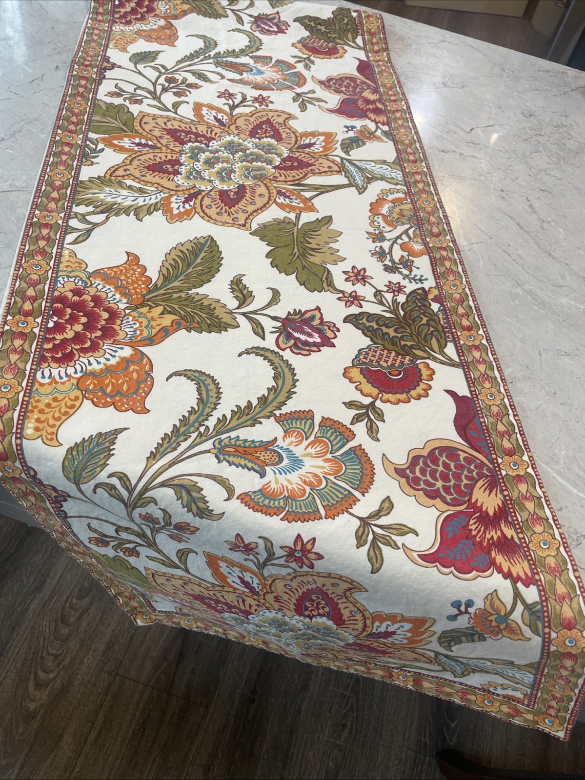 World Market Table Runner Floral 16”x 90” Cotton Made In India gallery