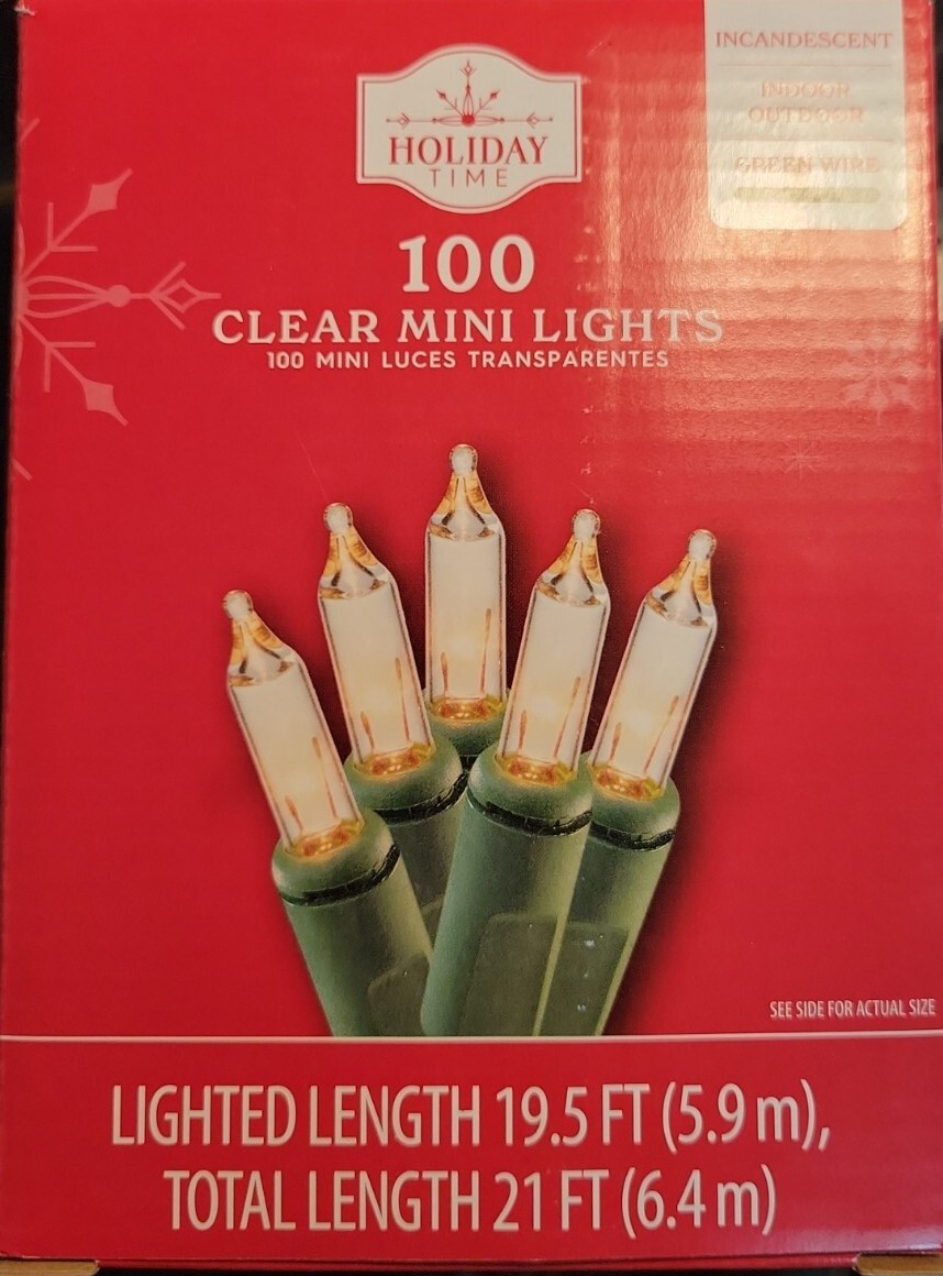 Holiday Time 100 Mini Clear Lights Incandescent Indoor/Outdoor 19.5ft Free S&H gallery