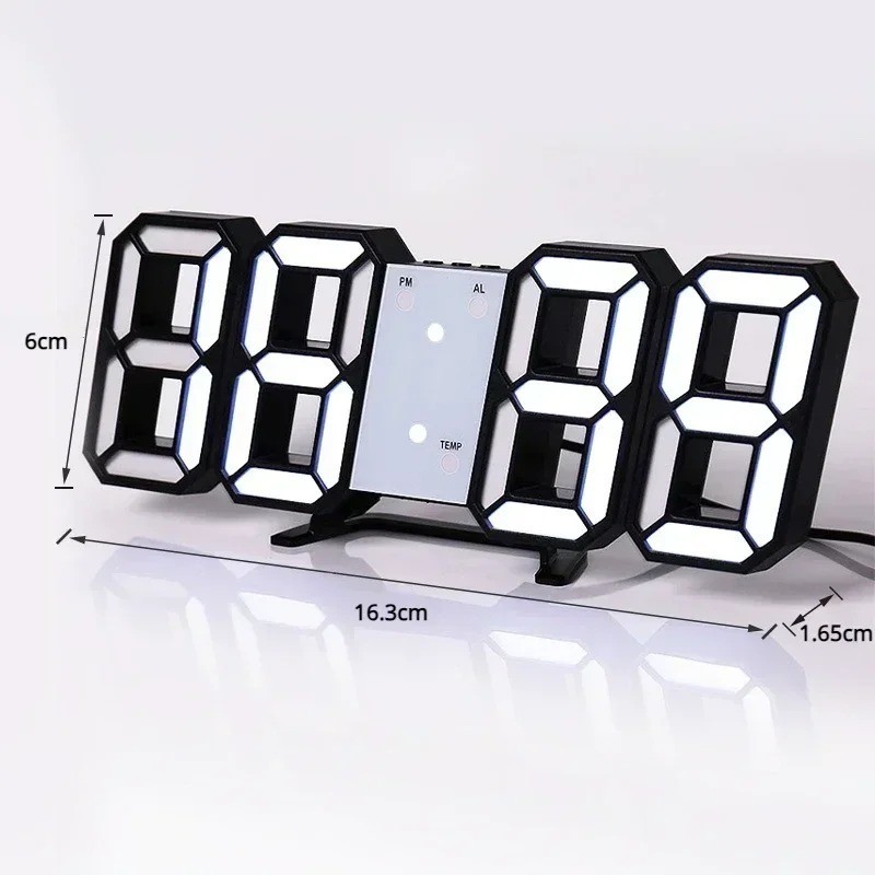 Digital 3D LED Big Wall Desk Alarm Clock Snooze 12/24 Hours Auto Brightness USB gallery