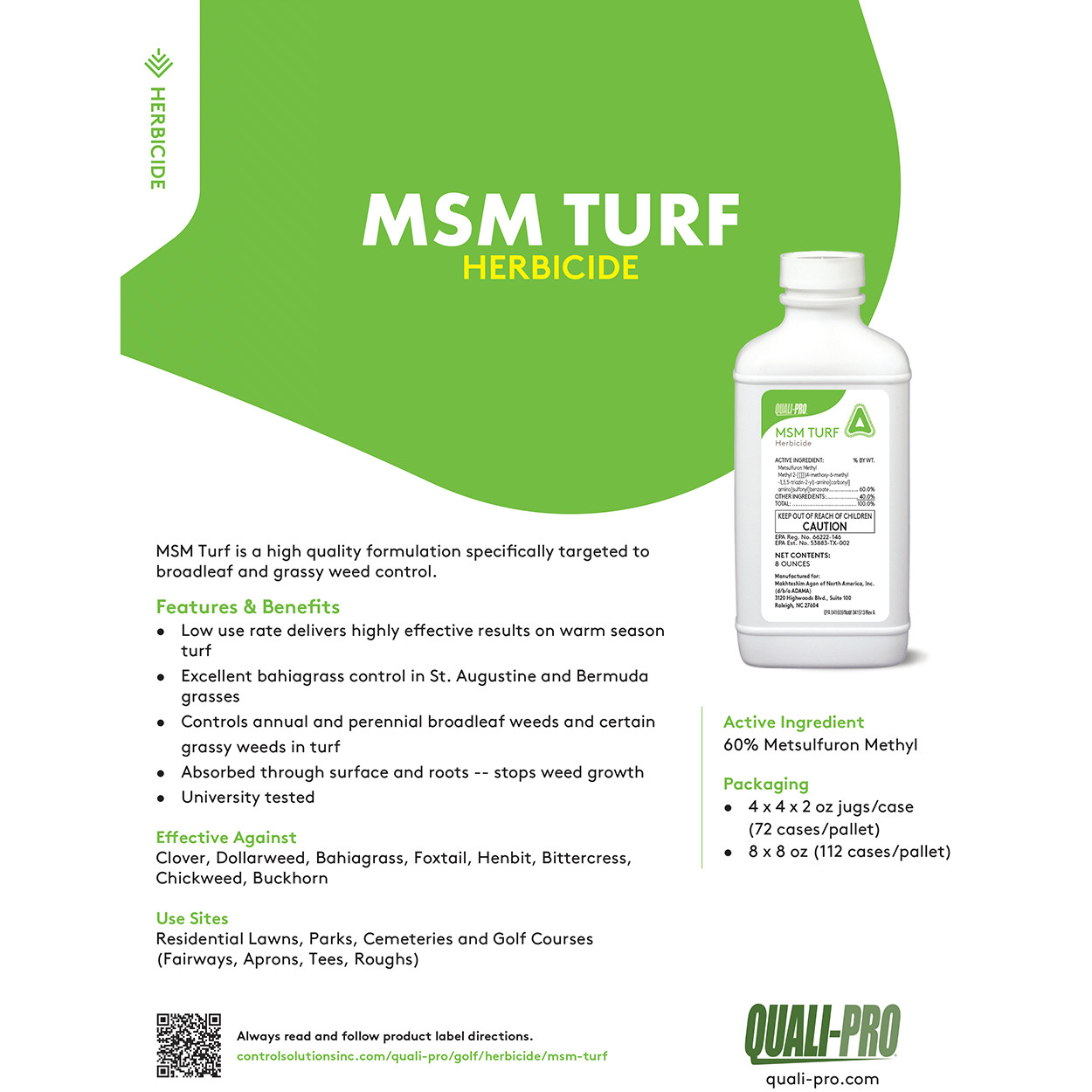 Quali-Pro MSM Turf Herbicide 8 oz Bottle by Control Solutions gallery