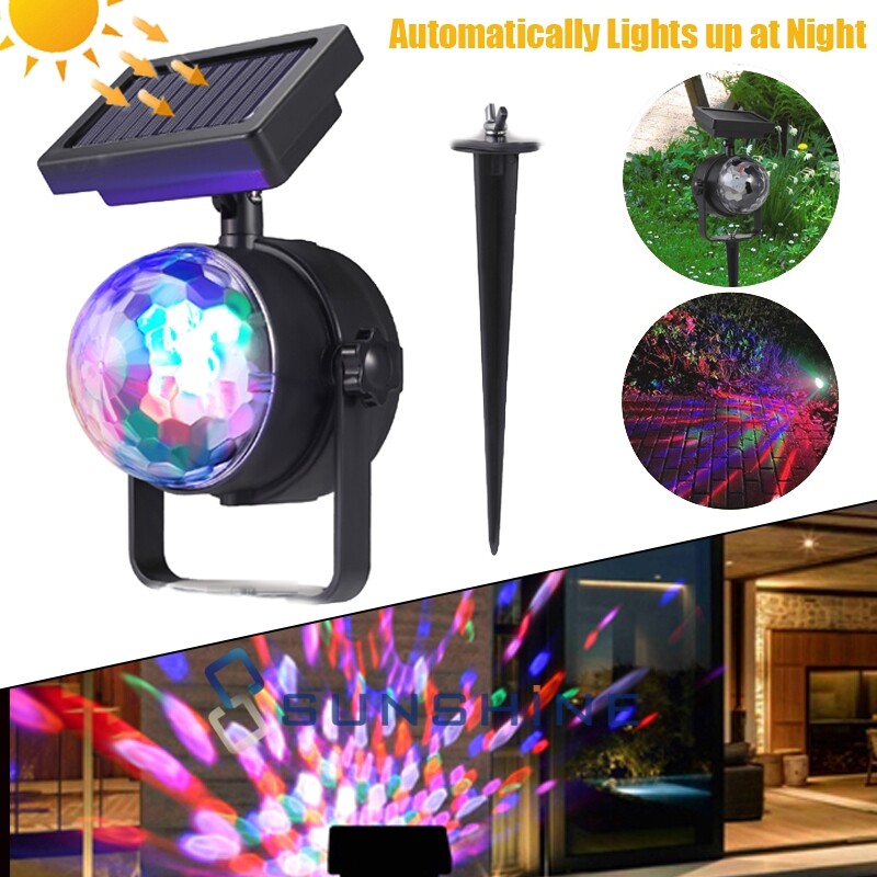 Solar Power LED Projector Light Colorful Rotating Crystal Ball Disco Stage Light gallery