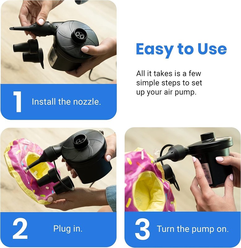 Air Pump for Inflatables, Portable Electric Air Mattress Pump, Quick-Fill Per... gallery