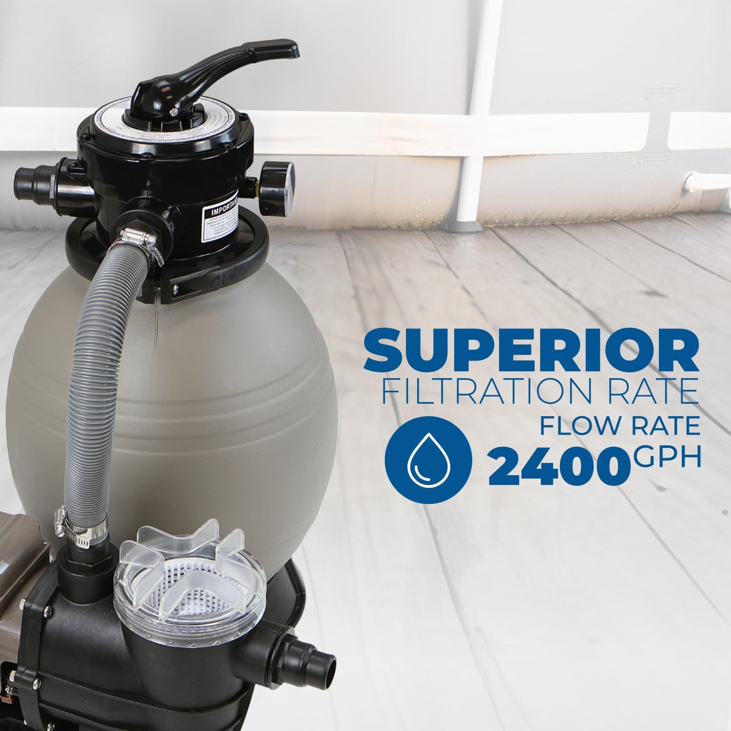 13" Sand Filter Pump 3/4HP 2640GPH with Timer for Above Ground Pools gallery