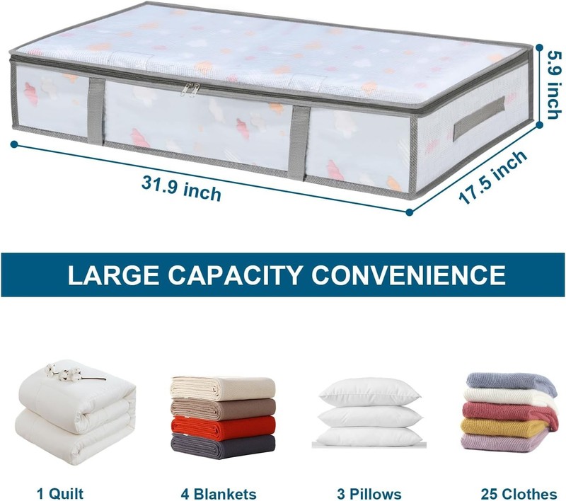 2 Pack Under Bed Storage Containers Bins, Humid-Proof Plastic Underbed Storag... gallery