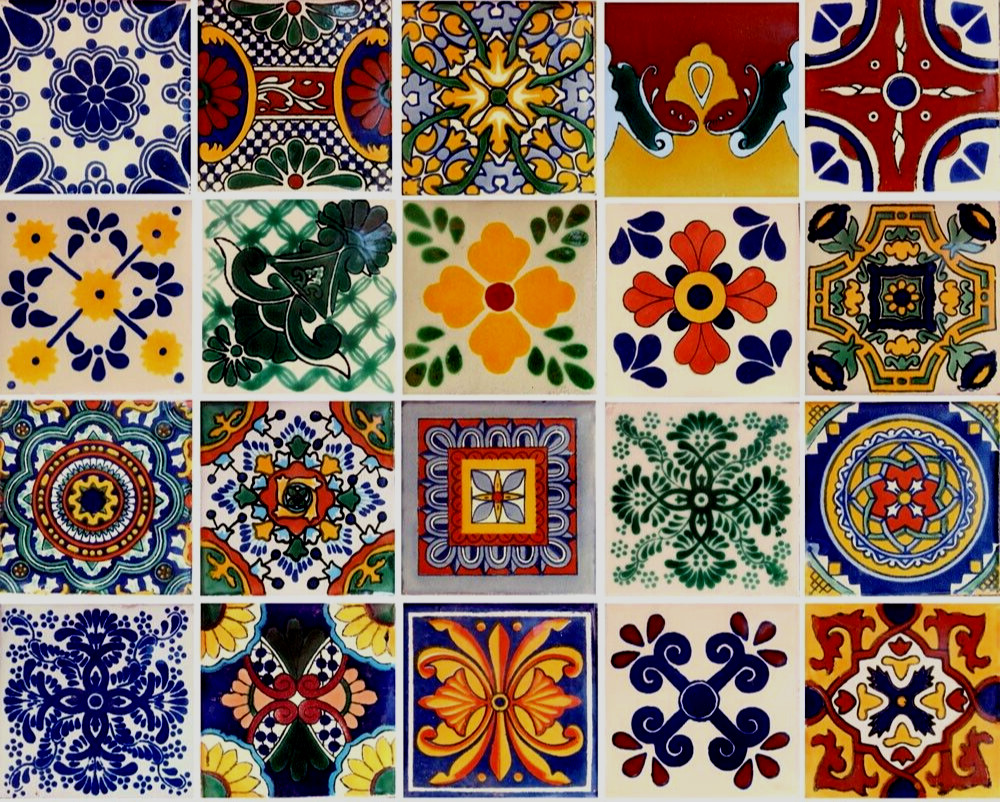 20 ASSORTED 6" x 6" TILES MEXICAN CERAMIC HANDMADE MOSAIC ART #002 gallery