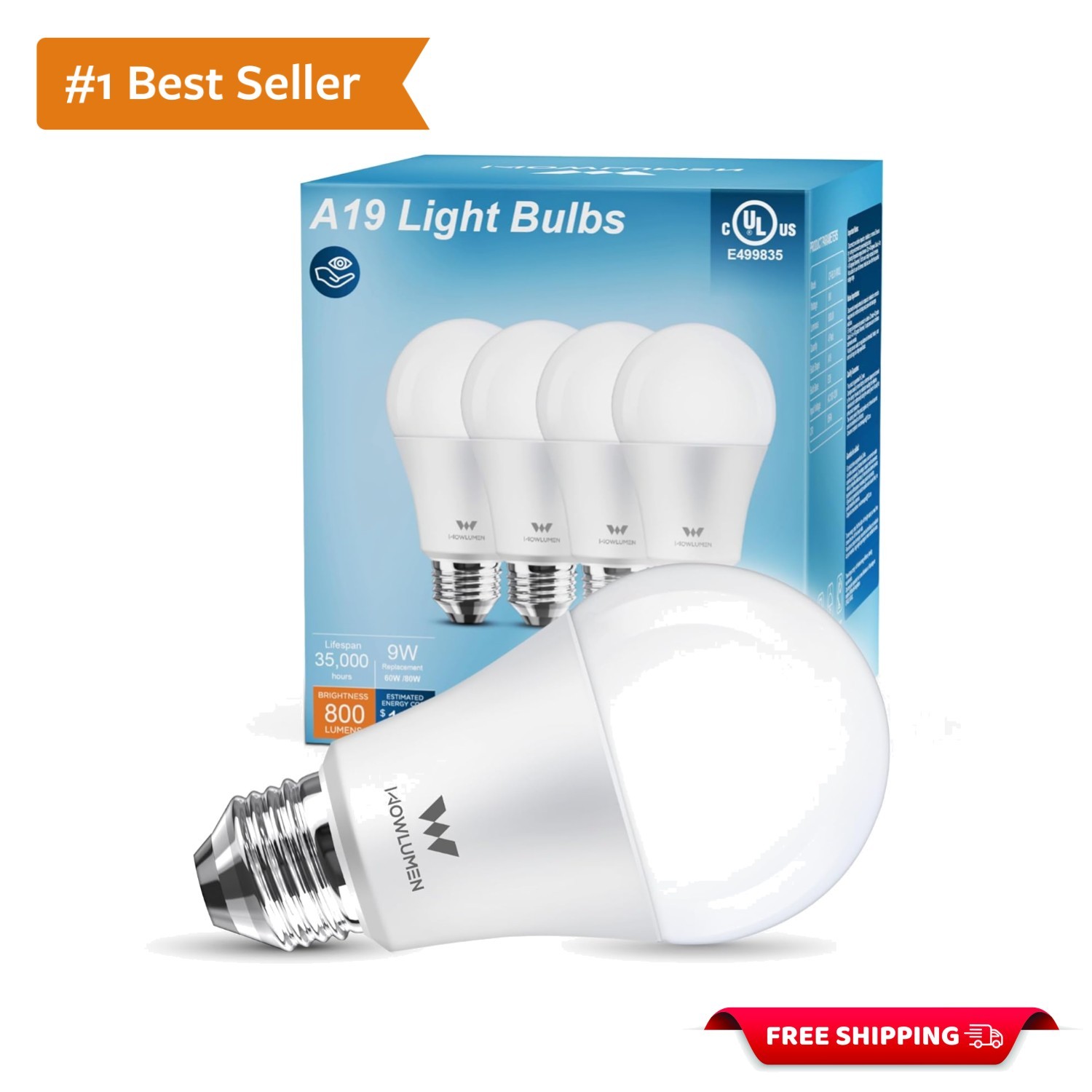 Long Lasting A19 LED Light Bulbs - 9W, Cool White 5000K for Indoor & Outdoor Use gallery
