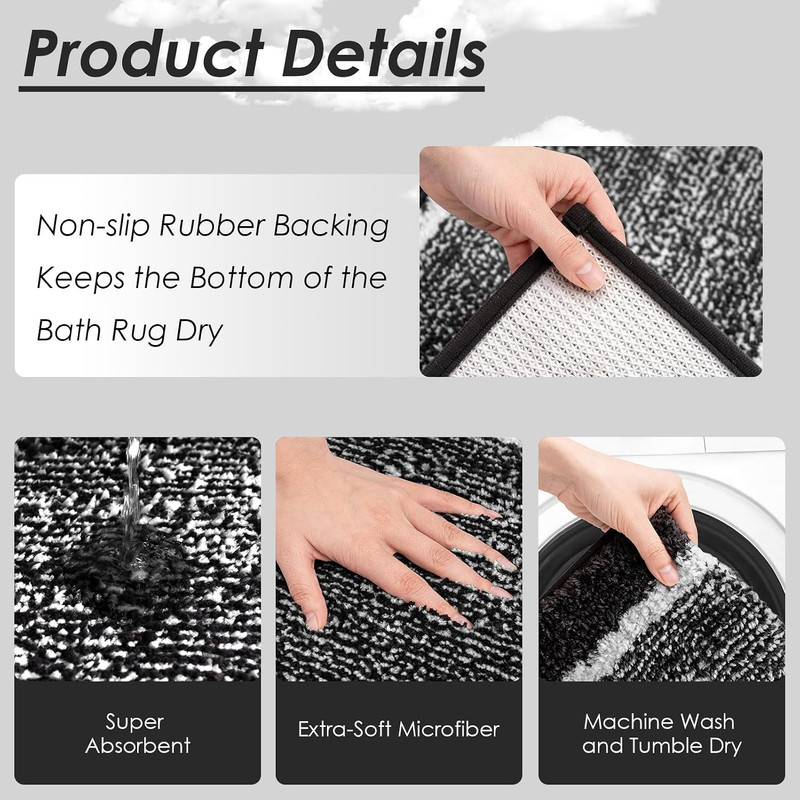 Britimes Black Stripes Bathroom Sets with Shower Curtain and Rugs, Ombre Striped gallery