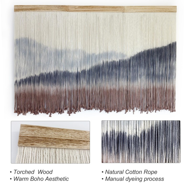 Extra Large Macrame Wall Hanging Tapestry - Boho Mountain Dip-Dye Decor 59"x38 gallery