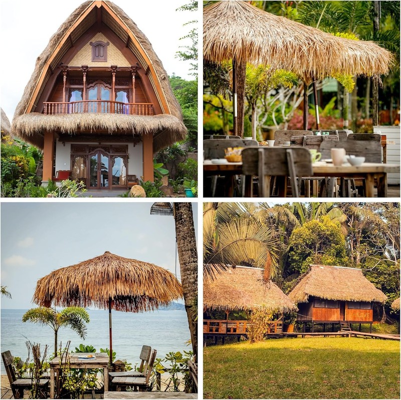 Artificial Thatch Grass Roof Roll 19.7ft x 19.7in Fireproof Waterproof Tiki Bar gallery