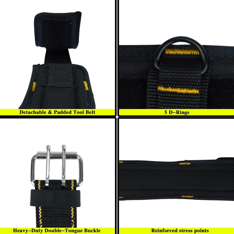Padded Tool Belt D Ring Adjustable 44"-53" Waist Heavy Duty Work Metal Buckle gallery
