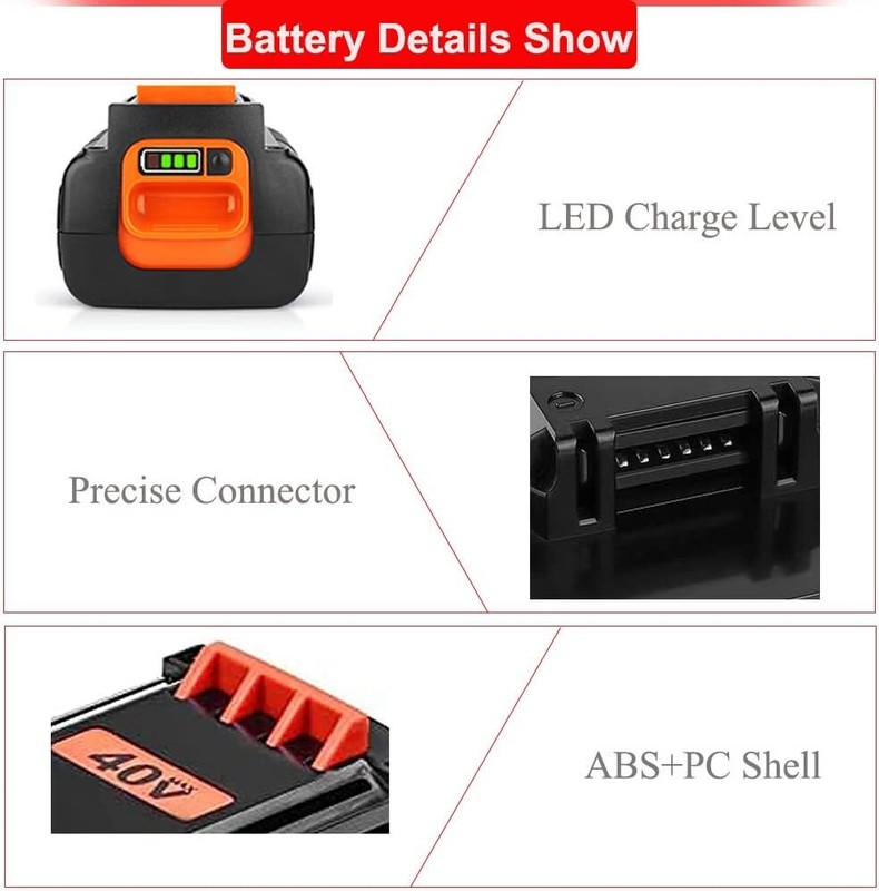 40 Volt for Black & Decker 40V 5.0Ah Max Lithium Battery LBX2040 LBXR36 LSW36 A+ gallery
