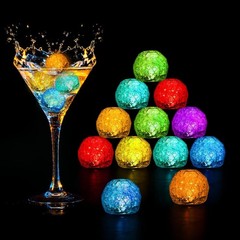 Light Up Ice Cubes, 12 Pack Reusable LED Glow Cubes for Drinks, Water-Acti…