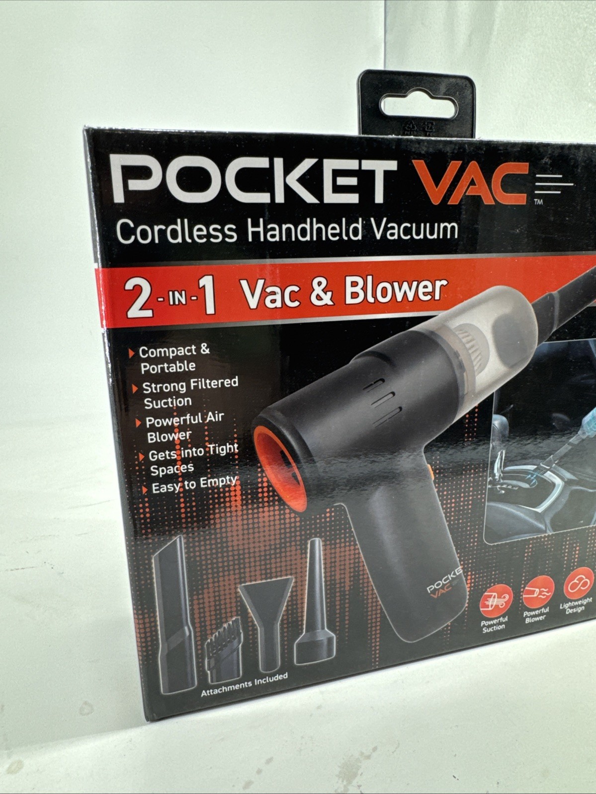 POCKET VAC Cordless Handheld Vacuum/Blower SEALED w/Attachments USB RECHARGEABLE gallery
