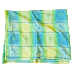 Spring Tablecloth Dragon Fly Frog Green Yellow Blue 56” X 90” Cotton Blend