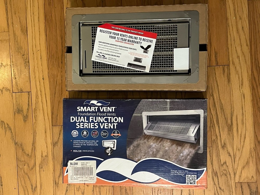 Smart Vent 8 X 16” Dual Function Engineered Foundation Flood Vent Model 1540-510