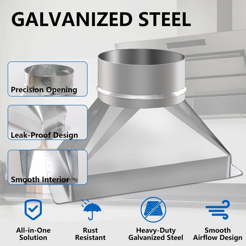 4'' Dia. Round to Rectangular Duct Transition Adapter, 3-1/4" x 10" Galvanize... gallery