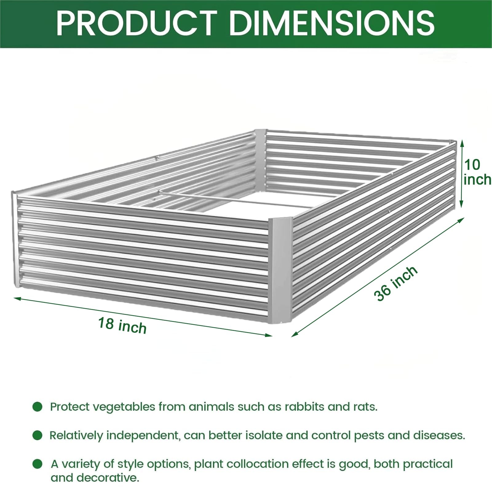 3 Pack Corrugated Galvanized Steel Raised Garden Bed Outdoor, Metal Above Gro... gallery