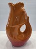 2006 Gurgle Pot Fish Stoneware Pitcher 9.5 Orange/Red Ombre VTG gallery