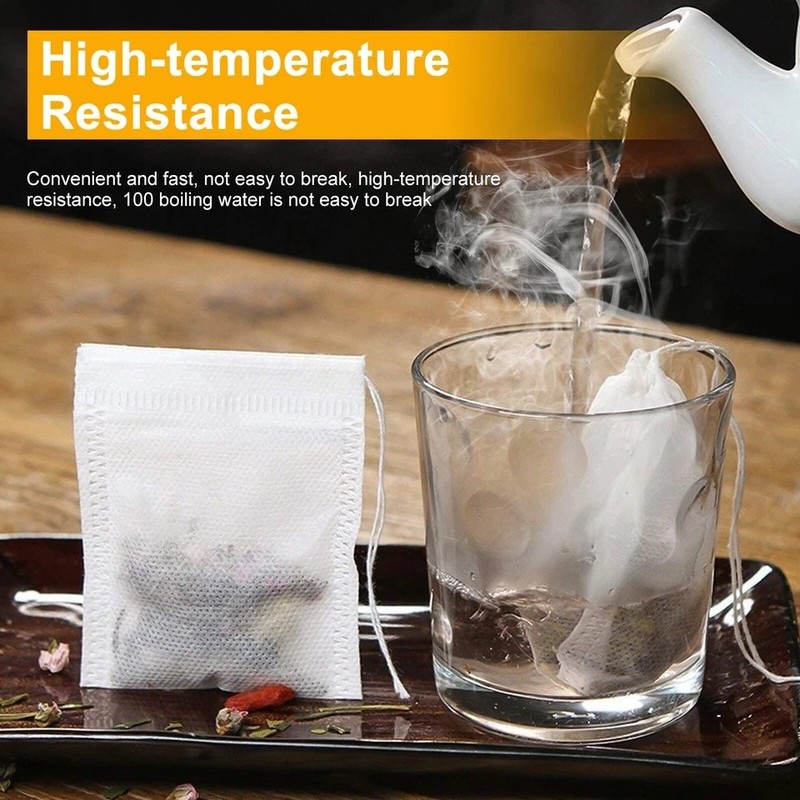 500Pcs Tea Bags Disposable Drawstring Flip Empty Teabags Herb Loose Teas Filters gallery