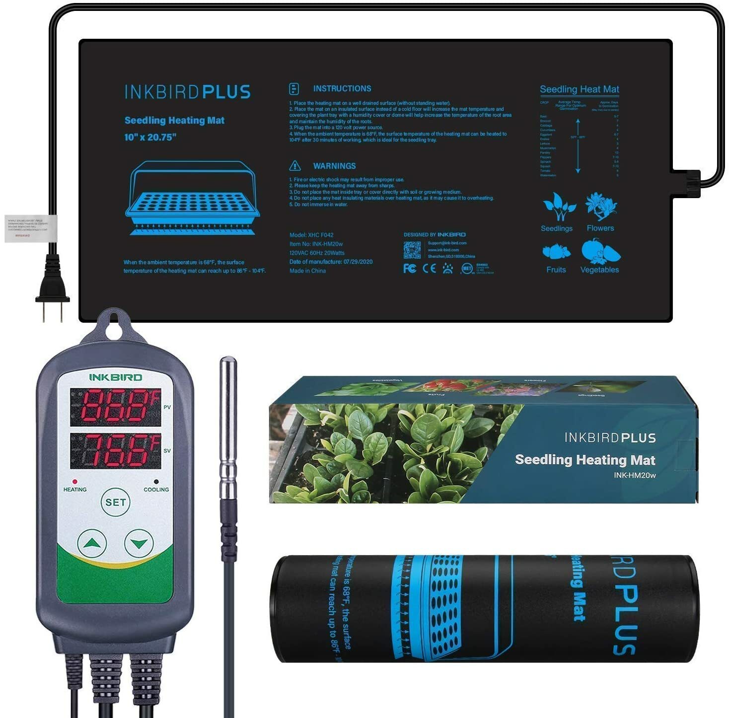 Inkbird Seedling Heat Mat Propagation Seed Starter + Seedling Thermostat 10A gallery