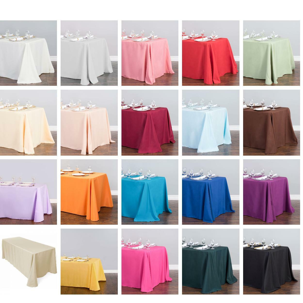 1/10 pack 90 x 156 in. Rectangular Polyester Tablecloths,33 Color Wedding Event gallery