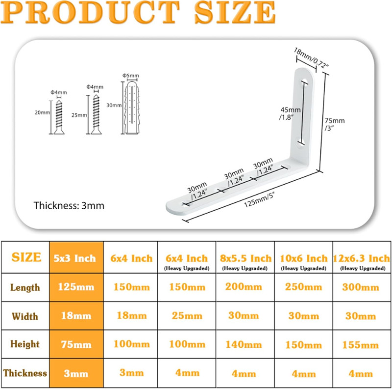 Floating Shelf Brackets,L Brackets for Shelves Heavy Duty Shelving Brackets Stai gallery